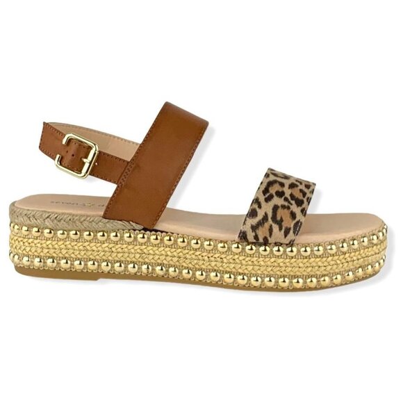 Seven Dials BERENICE Women's Espadrilles Flatform Sandals Tan/Leopard Size 9.5 - Picture 1 of 11